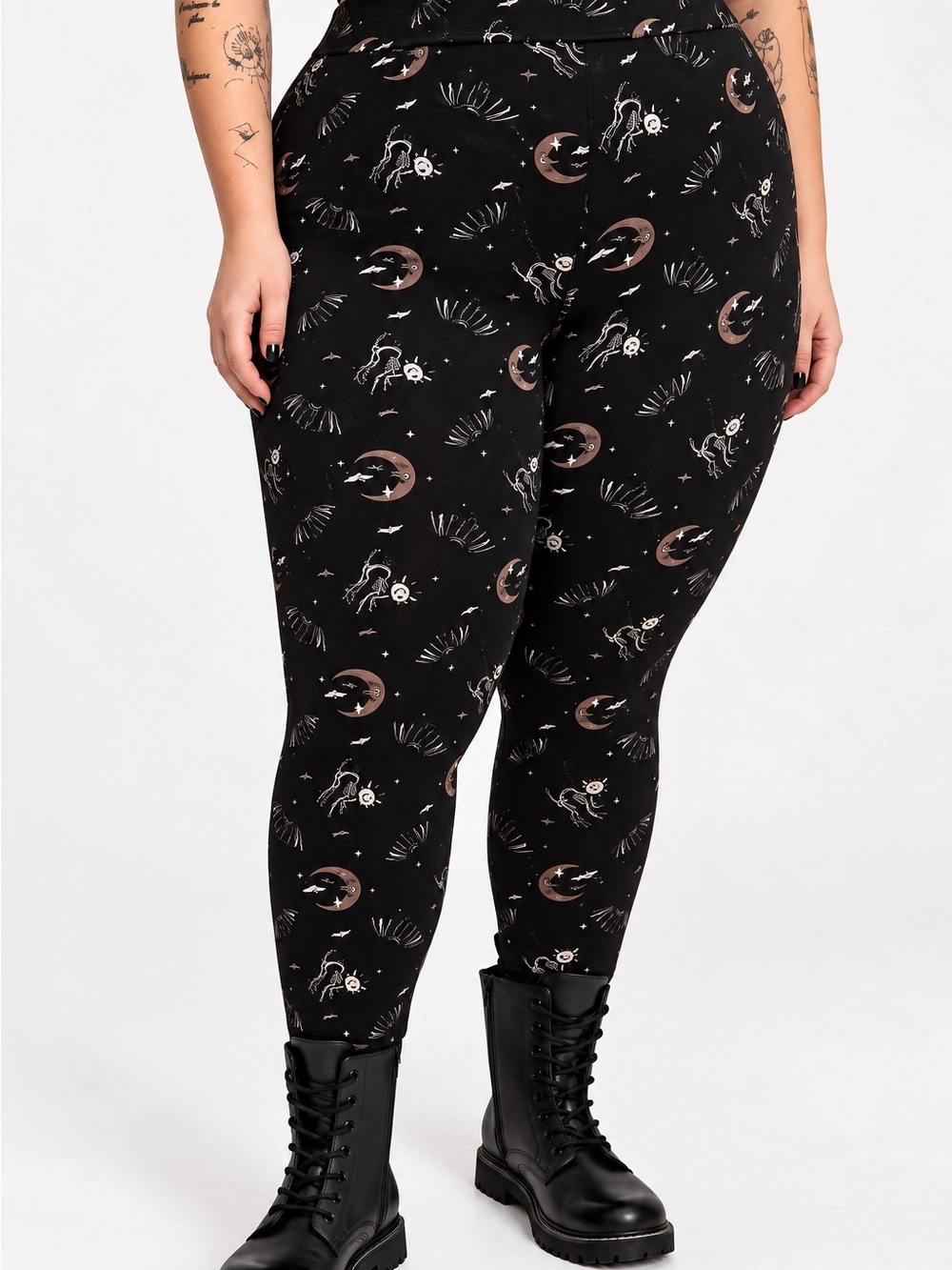 TORRID Plus Size Halloween Skeleton Cat and Moon Leggings